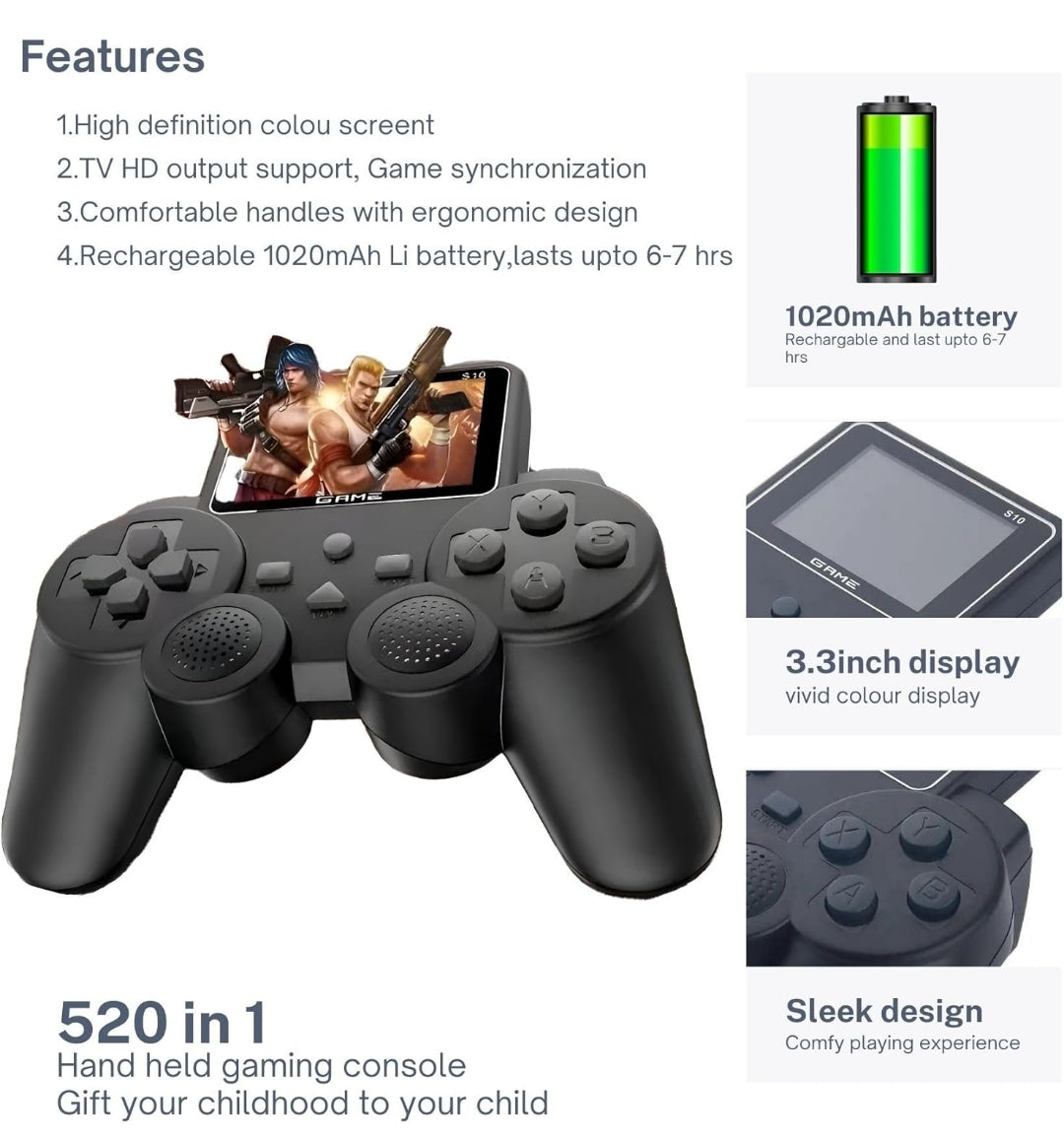 DXP S10 Handheld Game Console for Kids 520 Retro Video Games